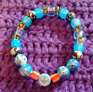 Blue and Orange Beaded Jewelry Bracelet